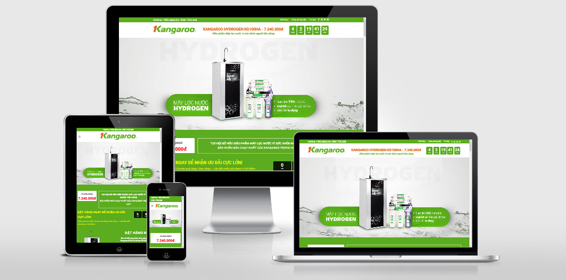 Theme Wordpress landing page giới thiệu máy lọc nước Kangaroo Hydrogen