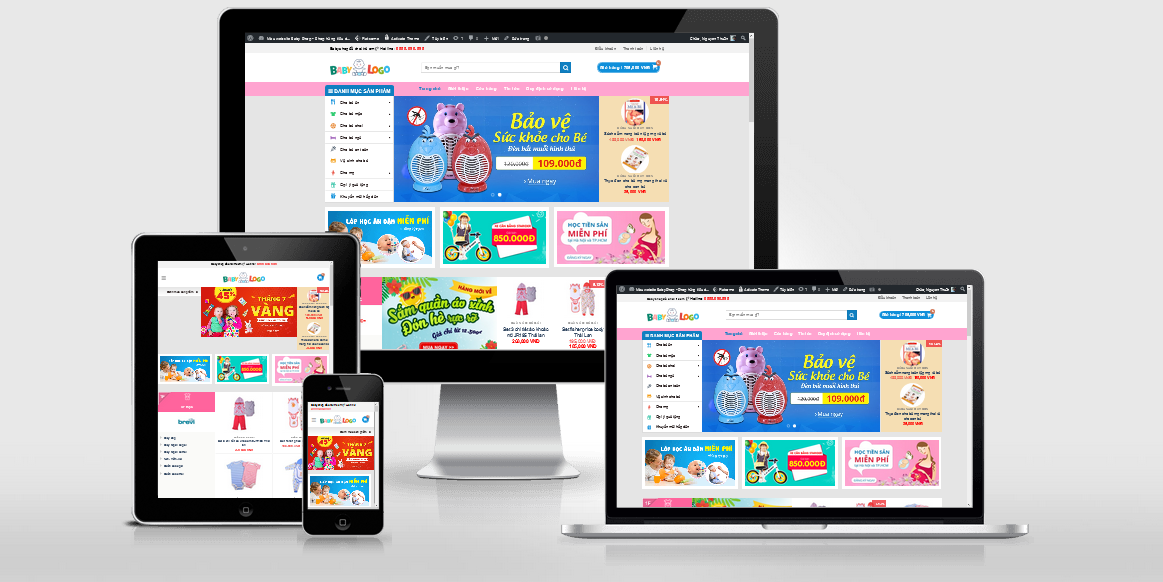 Theme Baby Shop dành cho shop hàng tiêu dùng trẻ em, trẻ sơ sinh